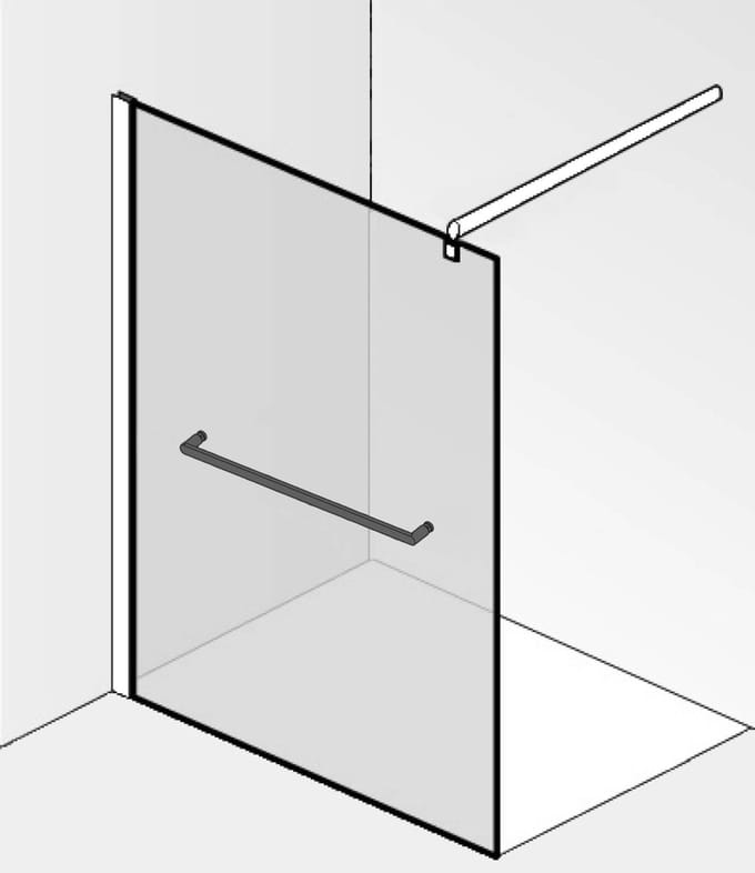 Saqu Modulo glaswand voor handdoekhouder en montageset 100x210cm