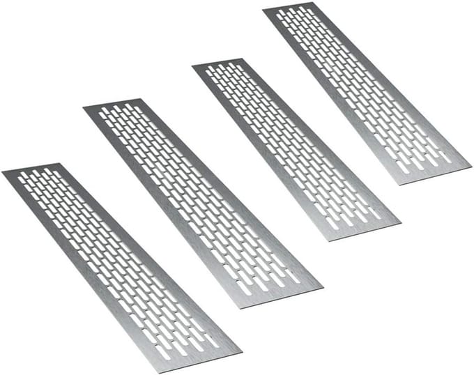 Aluminium ventilatie rooster 48 x 8 cm - 4 stuks - geborsteld