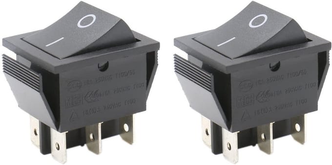 Tuimelschakelaar DPDT 6 eindpunten 16A 250V Zwart 2 Stuks