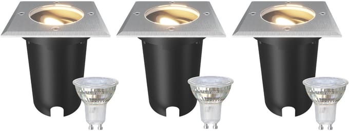 Ledvion Set van 3 LED Grondspot Buiten IP67 3W 230V 345Lm 2700K GU10 wit