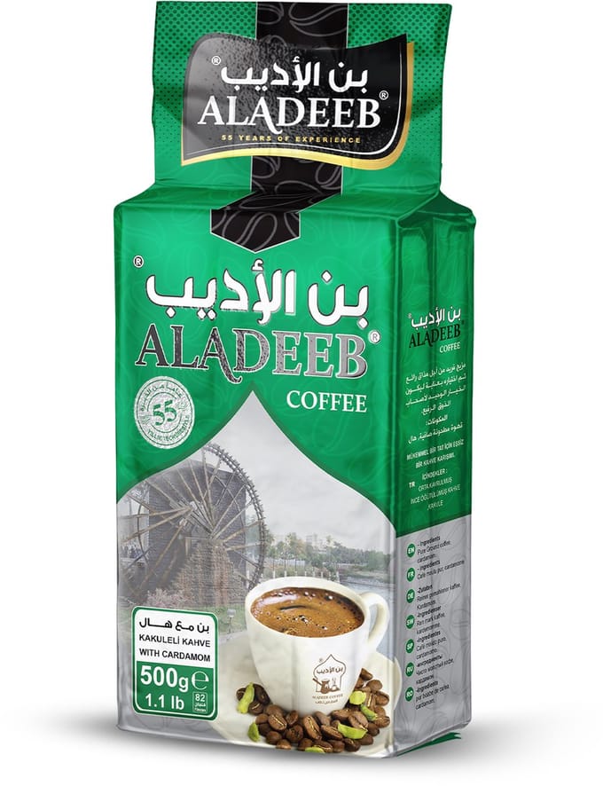 Aladeeb Premium - Turkse Koffie - Met Kardemom - Medium Geroosterd - 500gr