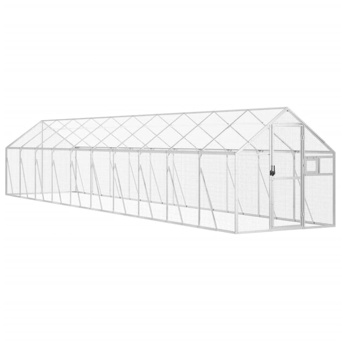 vidaXL Volière 1,79x10x1,85 m aluminium zilverkleurig