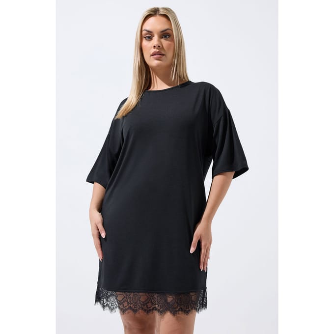 Limited Collection Zwarte Minijurk Met Kanten Afwerking Size 54-56