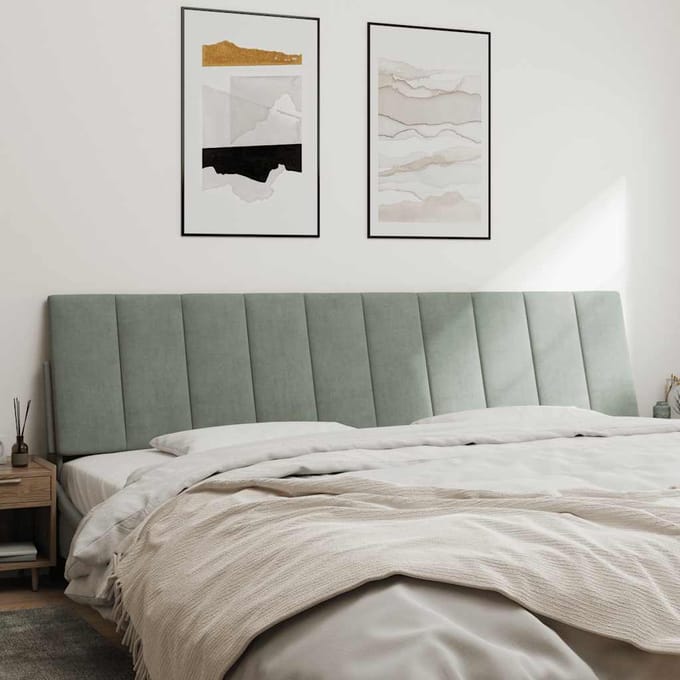 vidaXL - Hoofdbordkussen - "Hanko" - 200 - cm - velvet - lichtgrijs