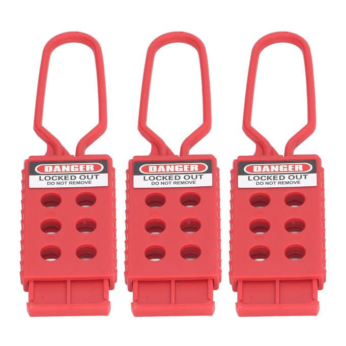 3PCS Moraillons de consignation à 6 trous Moraillon de consignation pour isolation électrique pour maintenance d'arrêt Diamètre du trou 9 mm red