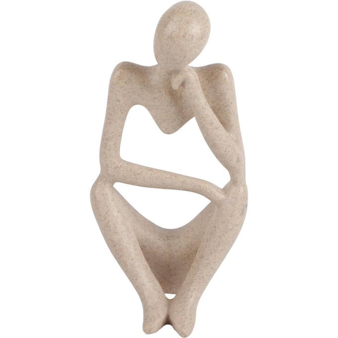 Abstracte Karakter Figuurtjes Denker Bureau Decor Woondecoratie Ornament beige