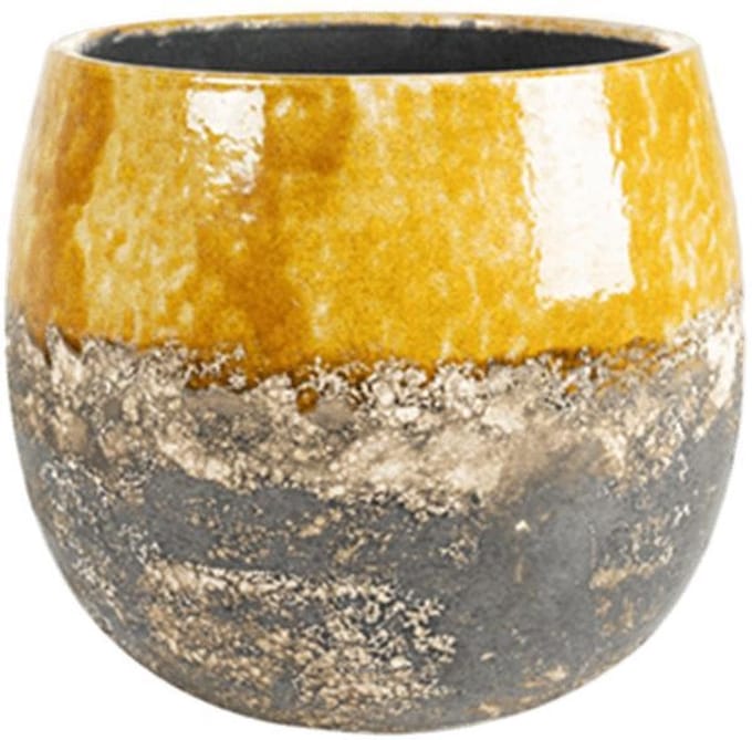 DBT Bloempot Geel-Multicolour D 23 cm H 20 cm