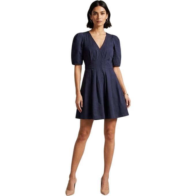 Ted Baker Mini-jurk met V-hals en pofmouwen voor dames (Marine)