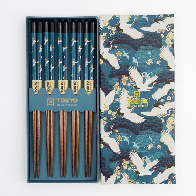 Tokyo Design Studio - Chopsticks Set - Eetstokjes - Bird Design - 5 stuks - 22,5 cm