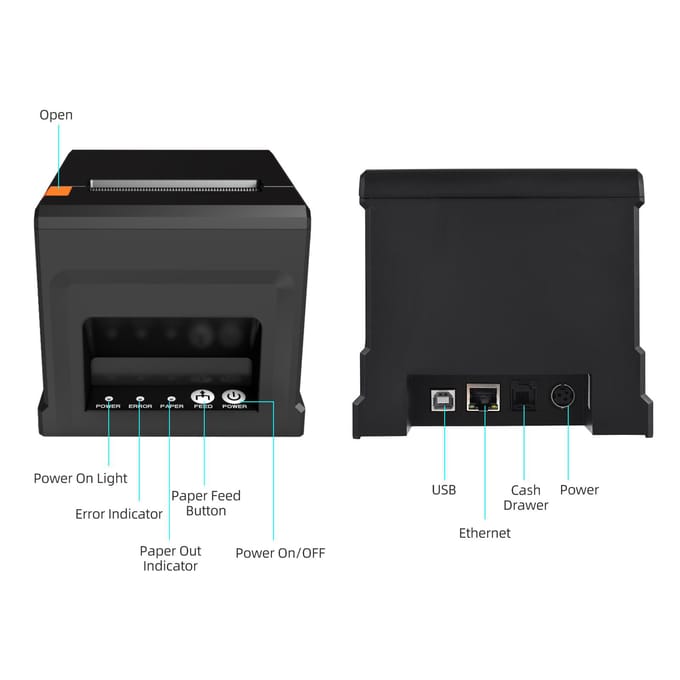 80 mm USB+LAN-bonprinter POS-printer met automatische snijder Desktop direct thermisch afdrukken UK-3