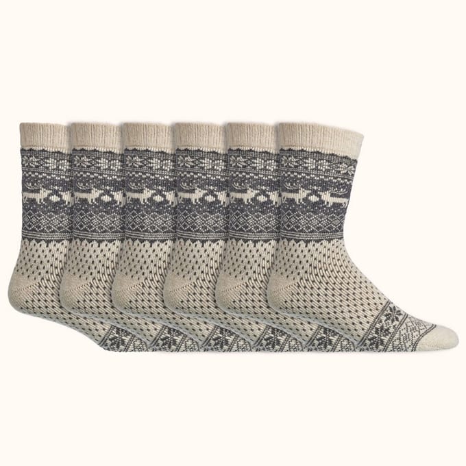 Noorse sokken | Merinowol | Alpacawol | Kleur: Wol wit | Dames & Heren | 6 paar