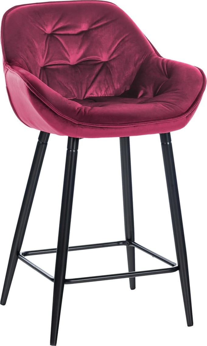 CLP Gibson 76 Barkruk - Met armleuning - Met rugleuning - Fluweel - Velvet - purper