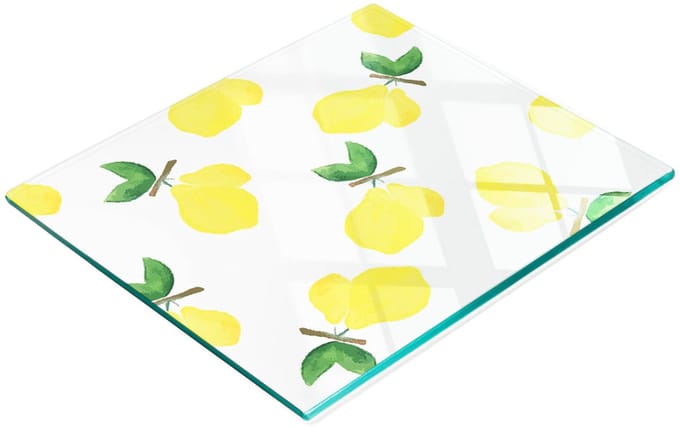 Multifunctionele decoratieve snijplank van gehard staal met citroenen en ander fruit, 60x52 cm