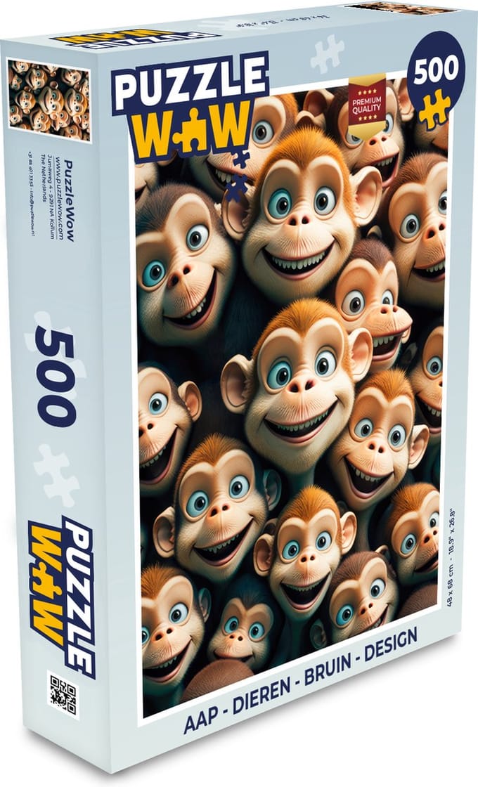 Puzzel Aap - Dieren - Bruin - Design - Meiden - Jongens - Legpuzzel - Puzzel 500 stukjes