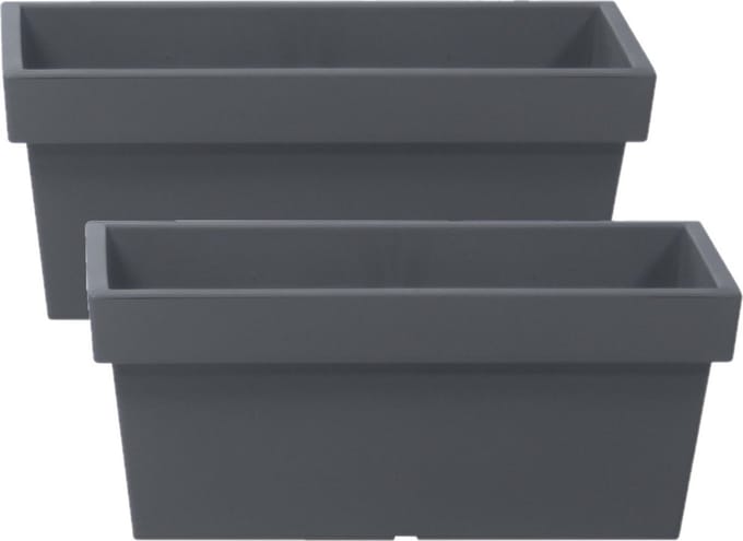 Prosperplast Plantenbak/bloembak - 2x stuks - terras/balkon - kunststof - 79 x 35 x 33 cm - steengrijs