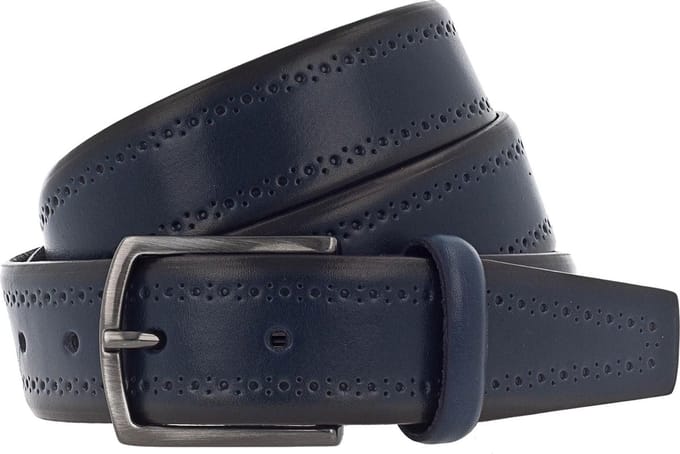 Vanzetti Leren Riem Leather Belt W105 Marine Donkerblauw