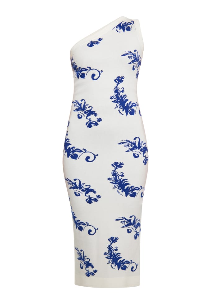 IZIA Jurk Dames Wol Wit Blauw