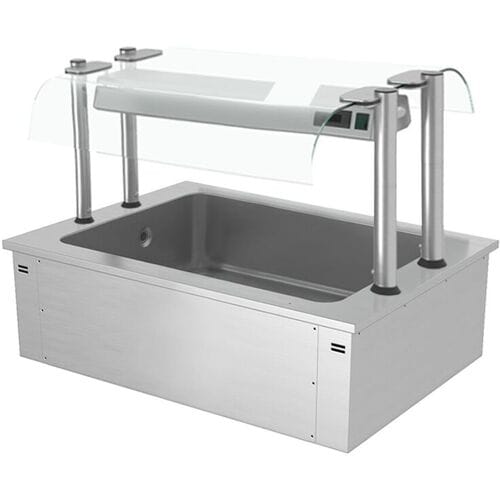 GGM Gastro Einbau Eiswanne - 1000mm - 3x GN 1/1 - 130 Liter - mit Glas-Hustenschutz Zilver