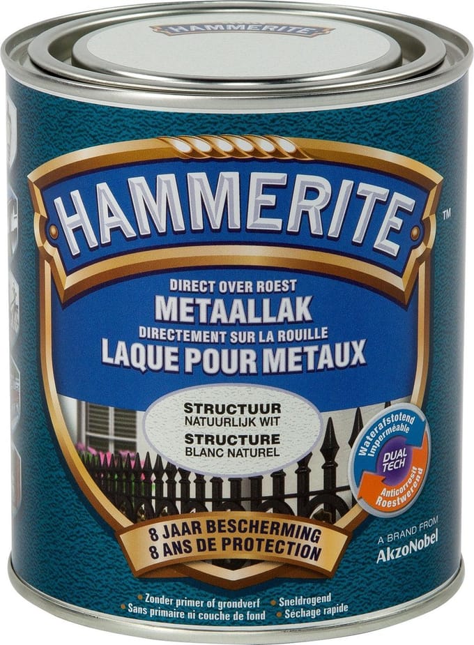 Hammerite Metaallak Structuur - Natuurlijk Wit - Natuurlijk Wit - 750 ml - 10 m²/l - Afwerkingslaag