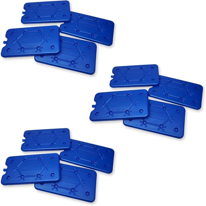 Set van 12 Platte Koelpacks (400 ml) - Blauwe IJsblokken voor Koelbox