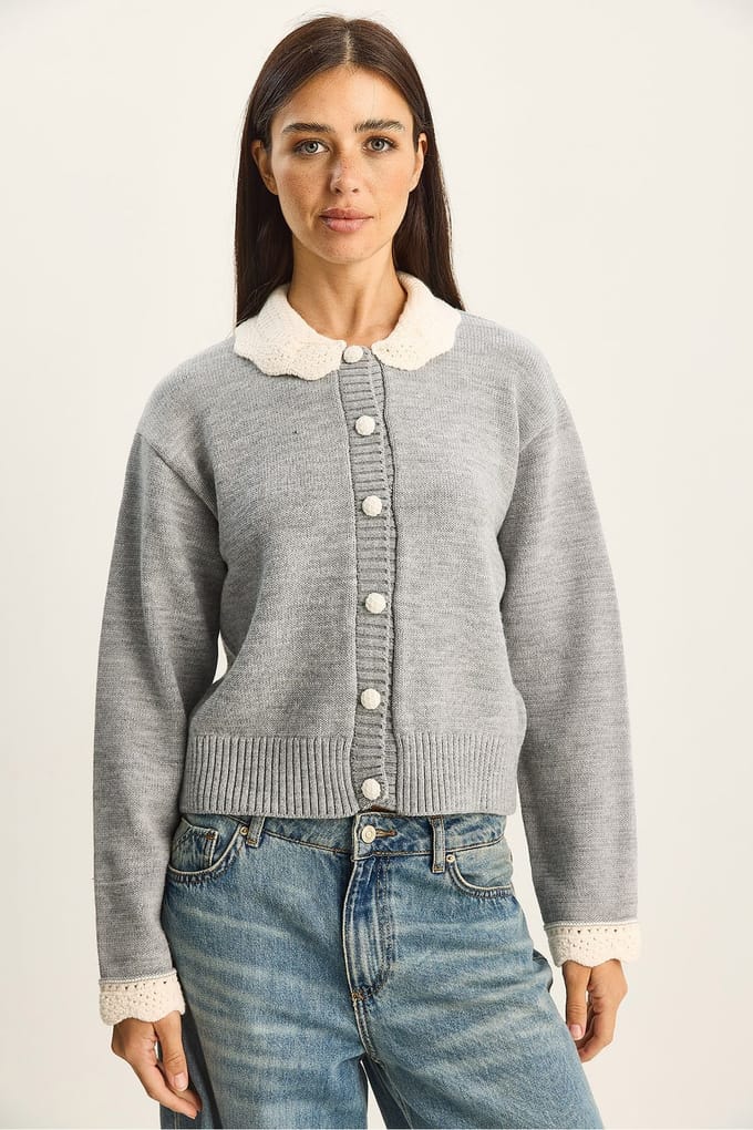 Dikke Geribbelde Gebreide Cardigan met Knopenclosure