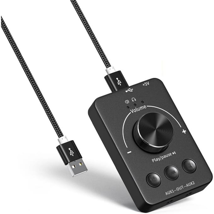 USB Computer Volume Controller BT5.1 Audio Zender U Disk Afspelen Externe Geluidskaart zwart