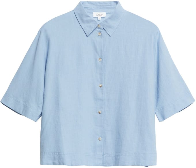 Vrouwelijke Linnen Mengsel Korte Mouwen Blouse met Hemdneck s.Oliver