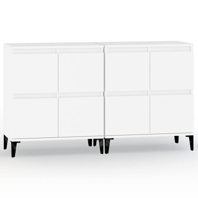 vidaXL - Dressoirs - 2 - st - 60x35x70 - cm - bewerkt - hout - wit