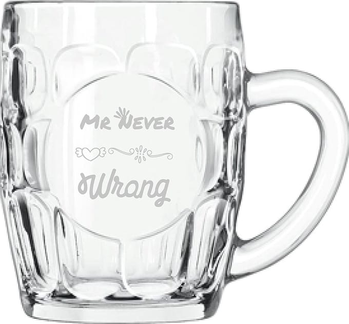 Gegraveerde bierpul 55cl Mr. Never wrong