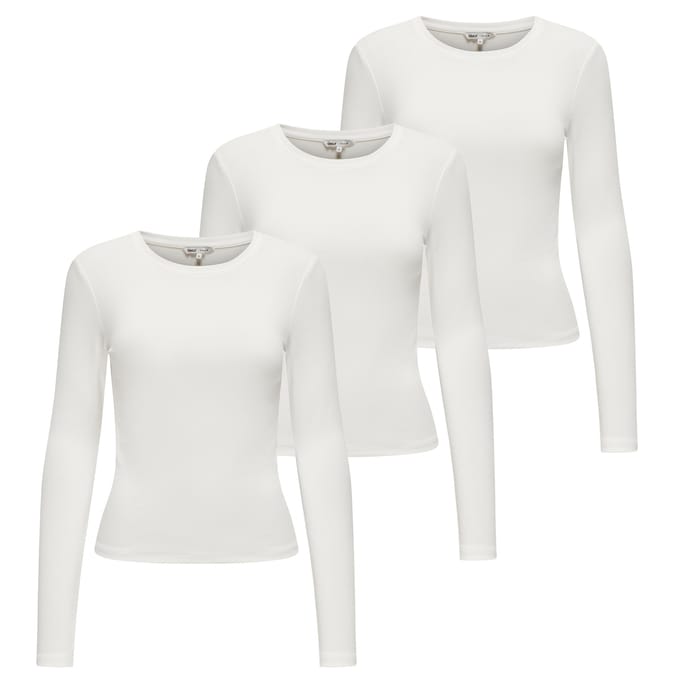 ONLY Lange mouw ONLRILEY O-NECK TOP 3P Set van 3