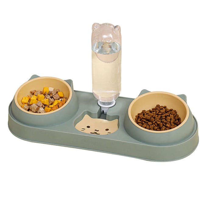 Gamelles pour chiens et chats avec base en silicone, double gamelle pour chats et lapins beige