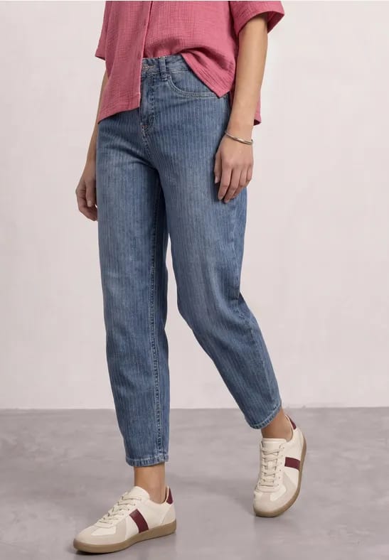 High Waist Barrel Leg Jeans met strepen