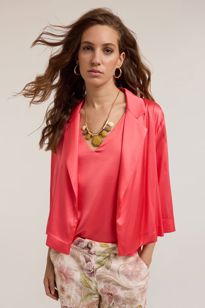 Motivi Stretch Satin Deconstructed Jacket Pink Taglia: 32 | Blazers Outlet | Donna | Rosa