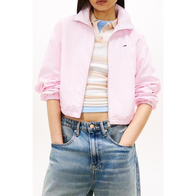 Tommy Hilfiger Tie Side High Neck Jacket Pearly Pink Maat: S | Korte Jassen Outlet | Dames | Roze