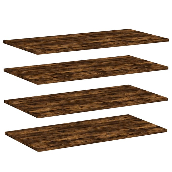 vidaXL - Wandschappen - 4 - st - 80x40x1,5 - cm - bewerkt - hout - gerookt - eikenkleur
