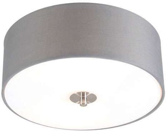 QAZQA Drum 30 R - Plafondlamp met lampenkap - 2 Lichts - Ø30 cm - grijs