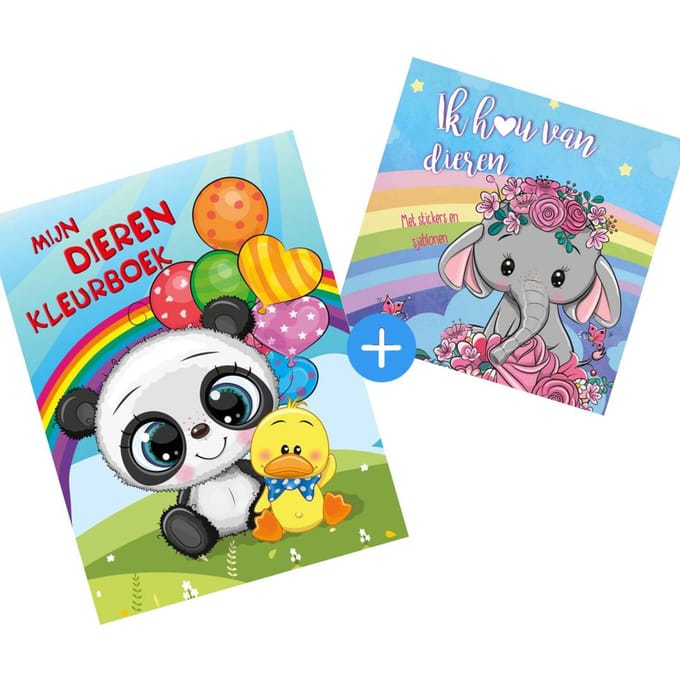 Combideal - Kleurboek & Stickerboek - Dieren