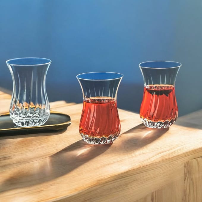 MONOO Diamonds - Turkse Theeglazen - Set van 6 - 155ml - Çay Bardağı