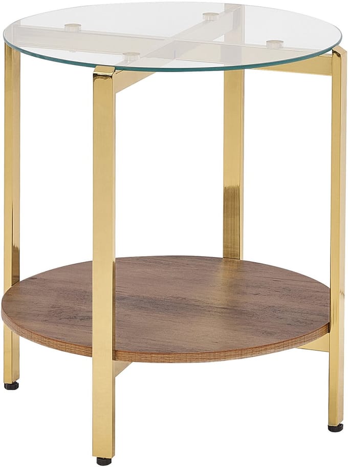 LOVELL - Bijzettafel - Donkerbruin/Goud - Hout