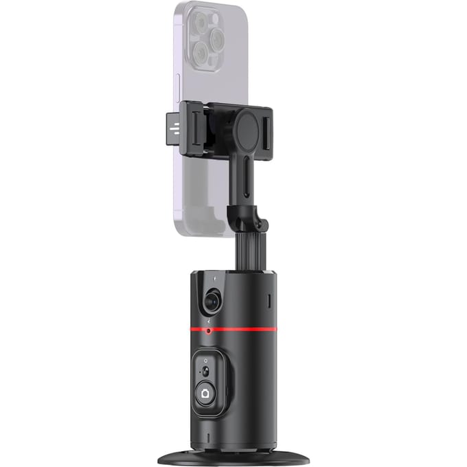 Trépied de suivi automatique du visage, support de téléphone de bureau, support à cardan pour Selfie, rotatif à 360 degrés noir