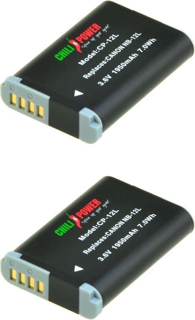 ChiliPower NB-12L accu voor Canon - 1950mAh - 2-Pack