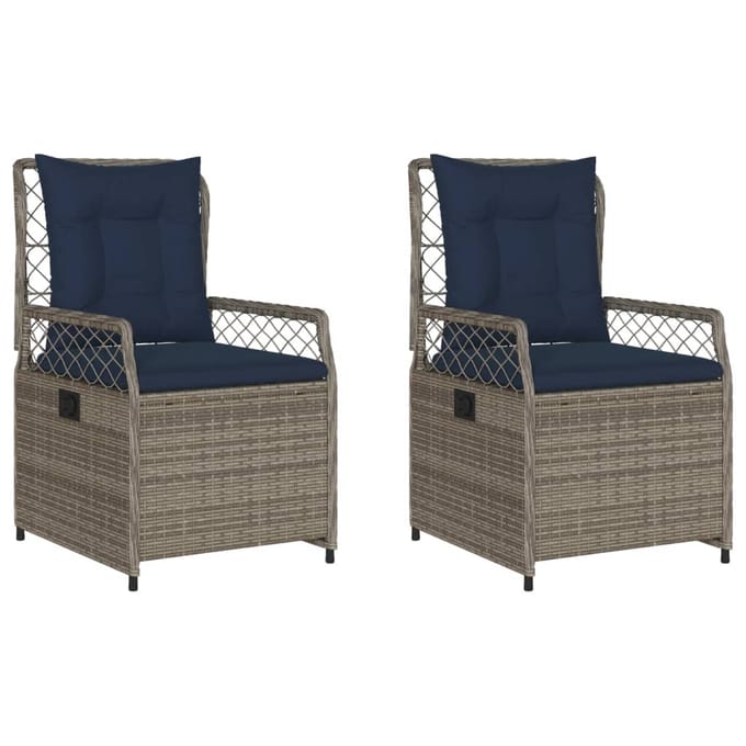 vidaXL - Liggende - tuinstoelen - 2 - stuks - grijs - polyrotan