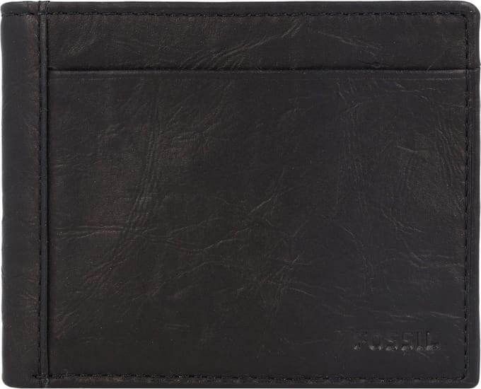 FOSSIL Leren Kaarthouder Neel Bifold With Flip ID Black Zwart