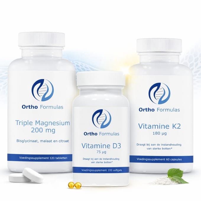 Botondersteuning Pakket – Triple Magnesium, Vitamine D3 & Vitamine K2 MK-7 – Calcium & Botten