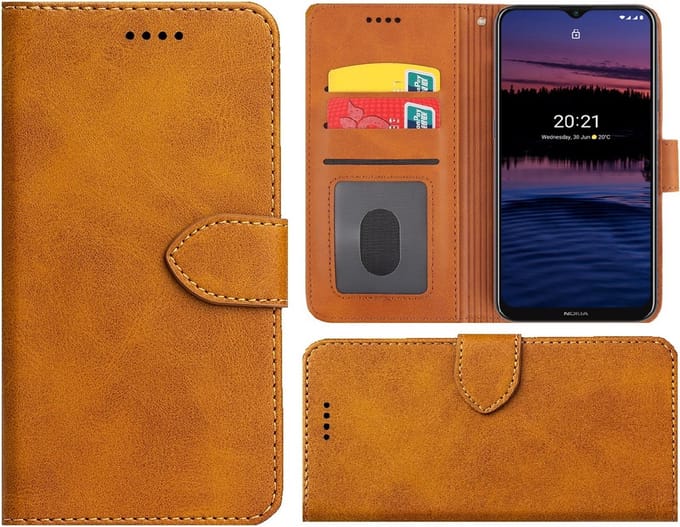 Hoesje Geschikt voor Nokia C30 - Bookcase - Pu Leder Wallet Book Case Cognac Bruin Cover