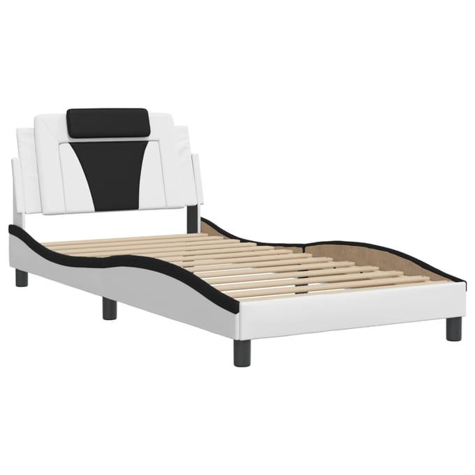 vidaXL - Bedframe - "Viana" - met - LED - zonder - matras - wit - en - zwart - 100x200 - cm