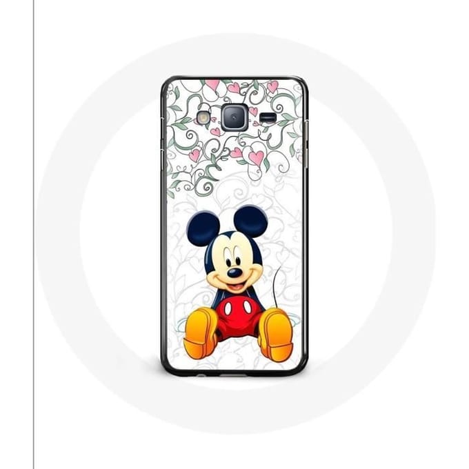 Hoesje voor Samsung Galaxy j3 2016 Mickey Mouse Bloemen Harten schoon
