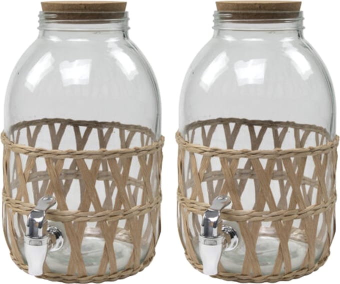 Svenska living Limonade/drankdispenser - 2x - 5L - glas - 17,5 x 32 cm