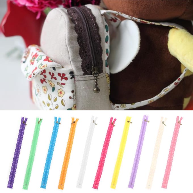 10 Pièces Dentelle Fermeture Éclair Style Mixte Forme Bourgeon Soie N°3 Nylon Couture Vêtements Accessoires 30cm blue
