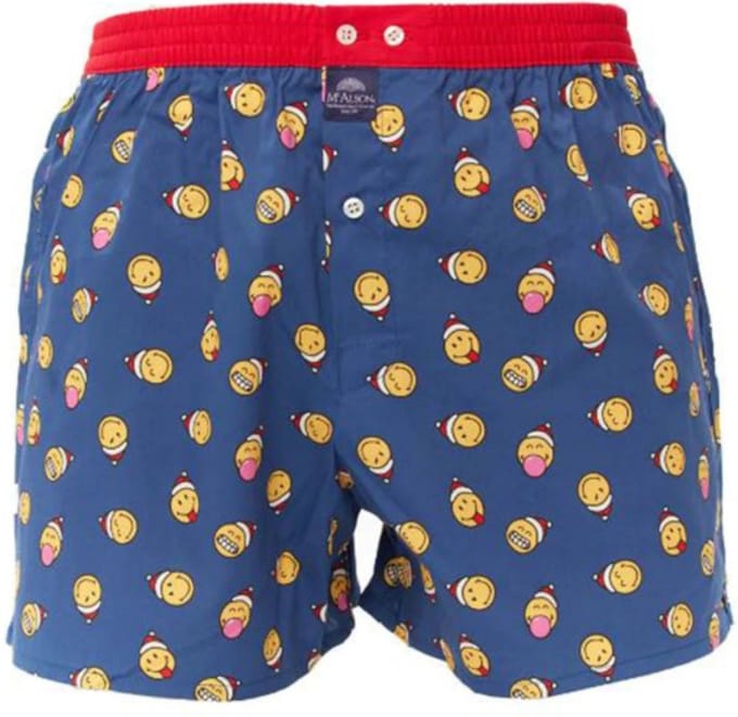 McAlson Boxershort Christmas Smiley Blue Navy Kerst L - Giftbox